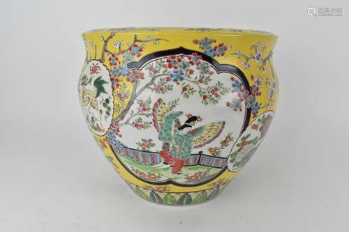 A Chinese Qing dynasty 20th century jardiniere with two cart...