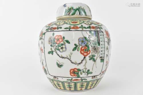 A Chinese Qing dynasty famille verte ginger jar, 19th centur...