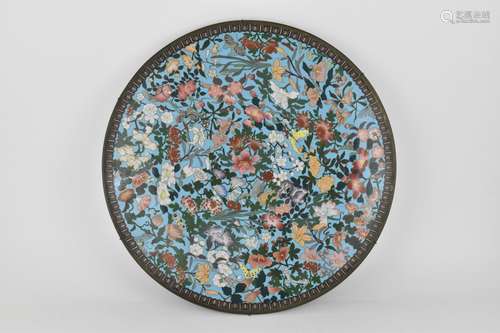 A large late 19th century Japanese cloisonne enamel charger,...