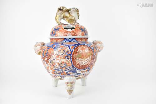 A Japanese Meiji/Taisho period Imari incense burner of bulbo...