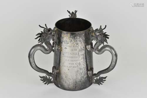 An early 20th century Chinese export silver three handled ta...