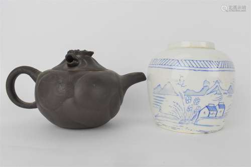 A 20th century Chinese Yixing Zisha pottery teapot, marks to...