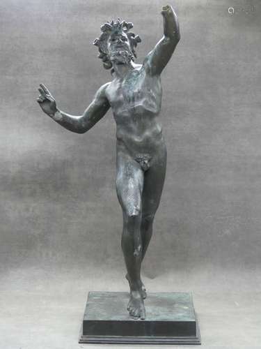 Pietro MASULLI (XIX), Faune dansant de Pompéi, bronze à pati...