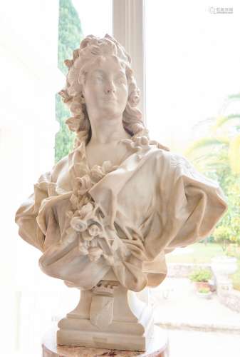 École française du XIX ème. Buste de jeune femme. Sculpture ...