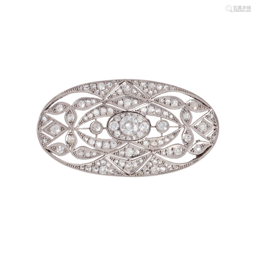 ART DECO, DIAMOND BROOCH