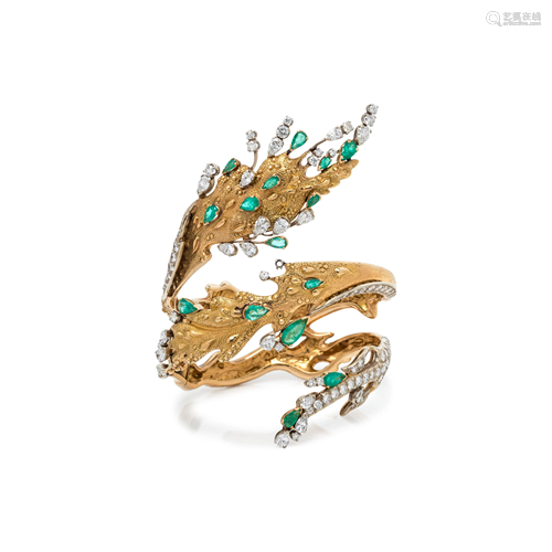 ENRICO SERAFINI, BICOLOR GOLD, EMERALD AND DIAMOND