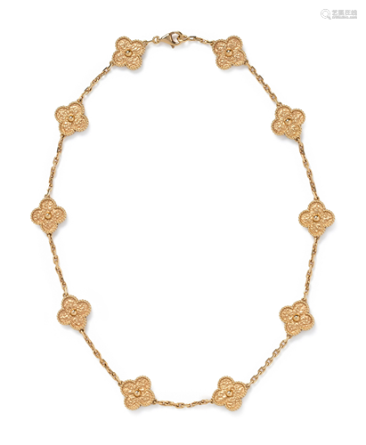 VAN CLEEF & ARPELS, YELLOW GOLD 'ALHAMBRA' NECKLACE