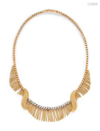 STERLE, YELLOW GOLD AND DIAMOND NECKLACE