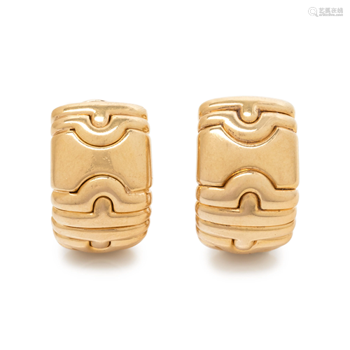 BVLGARI, YELLOW GOLD 'PARENTESI' EARCLIPS