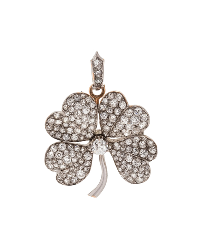 VICTORIAN, DIAMOND FOUR LEAF CLOVER PENDANT/BROOCH