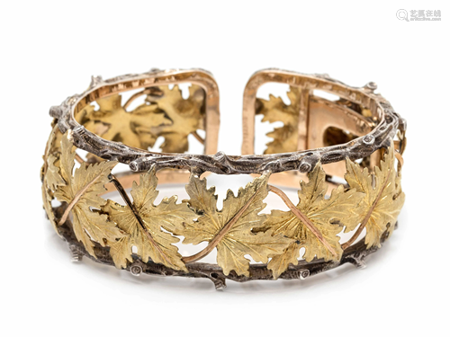 MARIO BUCCELLATI, GOLD AND SILVER LEAF CUFF BRACELET