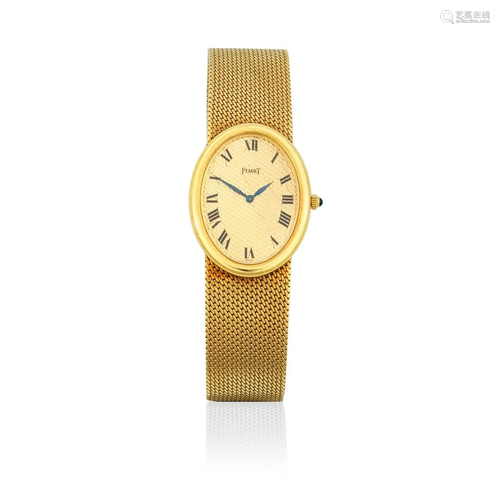 Piaget. A lady's 18K gold manual wind oval bracelet