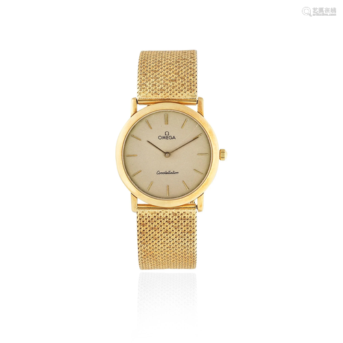 Omega. An 18K gold manual wind bracelet watch