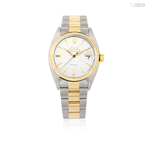 Rolex. A stainless steel and gold automatic calendar