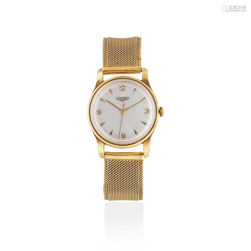 Longines. An 18K gold automatic bracelet watch London