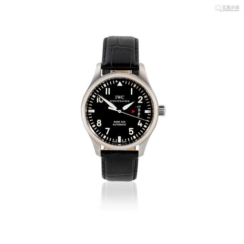 IWC. A stainless steel automatic calendar wristwatch