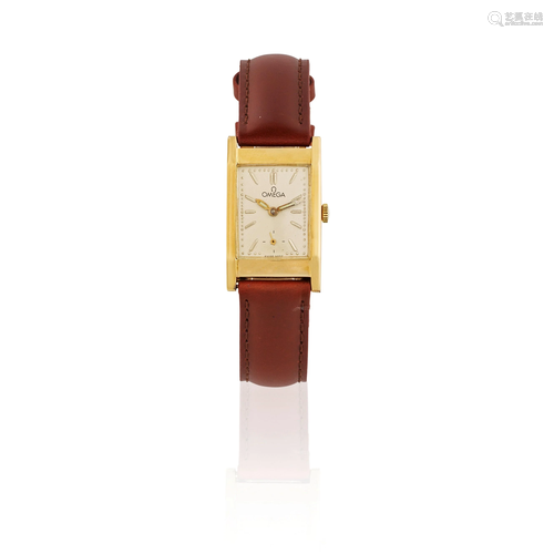 Omega. An early gold manual wind rectangular wristwatch