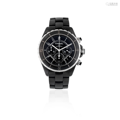 Chanel. A black ceramic and stainless steel automatic