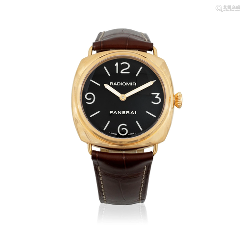 Panerai. An 18K rose gold manual wind cushion form