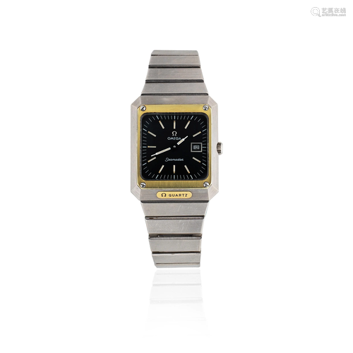 Omega. A mid-sized stainless steel and gilt quartz