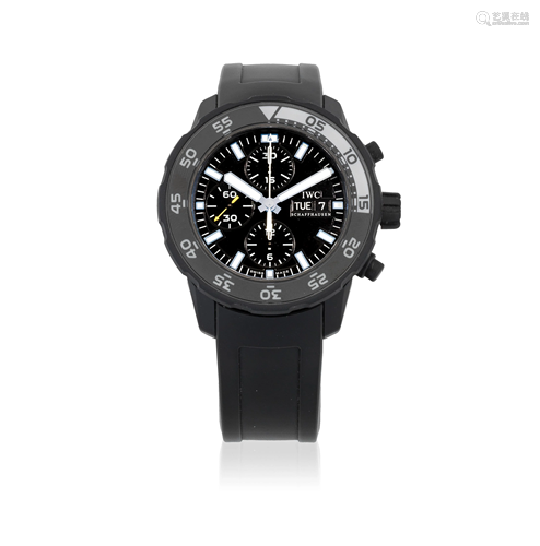 IWC. A black DLC coated automatic calendar chronograph