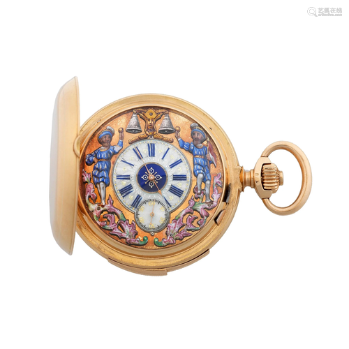 LeCoultre & Co. An 18K gold and polychrome enamel