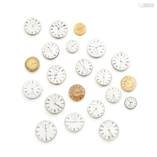 A lot of 21 pocket watch movements