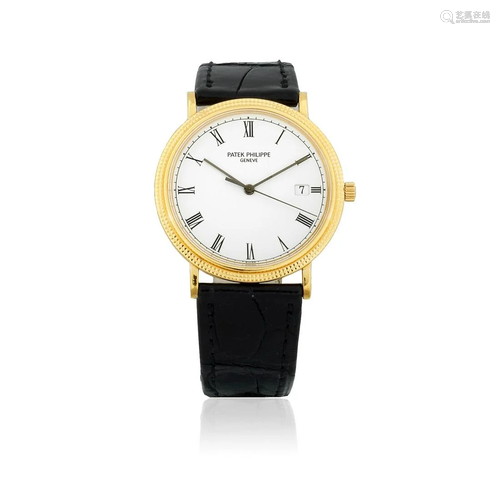 Patek Philippe. An 18K gold quartz calendar wristwatch