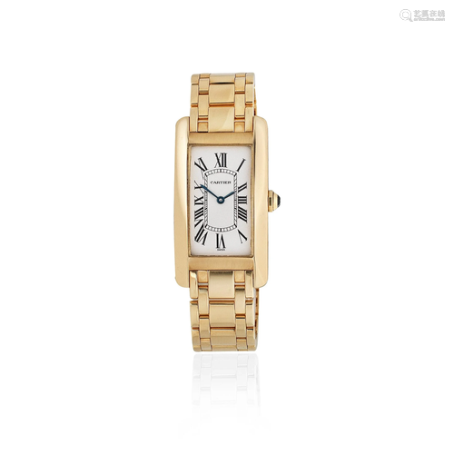 Cartier. An 18K gold quartz rectangular bracelet watch