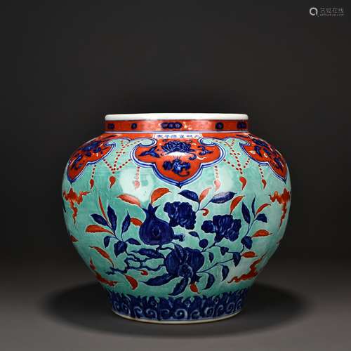 Blue-and-white Iron-red Pot