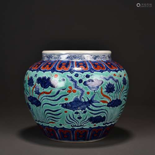 Blue-and-white Iron-red Pot
