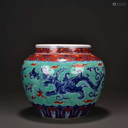 Blue-and-white Iron-red Pot