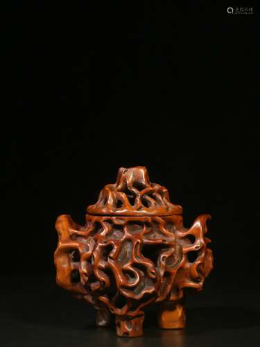 Old Collection.Boxwood Tripod Incense Burner