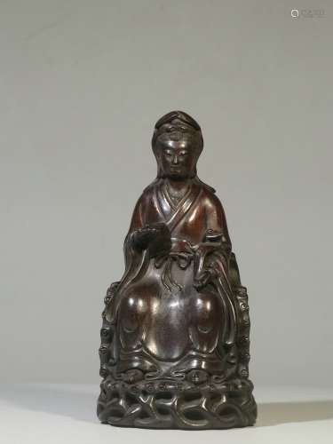 Old Collection. Red Sandalwood Statue of Seated Avalokitesva...