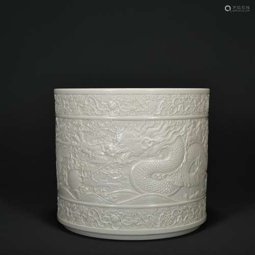 White-glazed Brush Pot