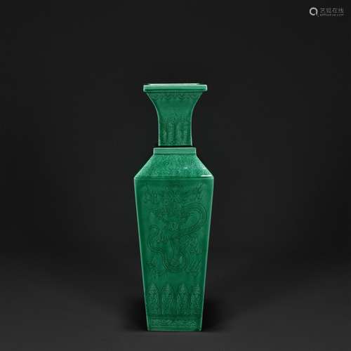 Green-glazed Square Vase