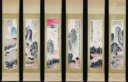 A Set of Six Vertical Paintings by Qi Baishi