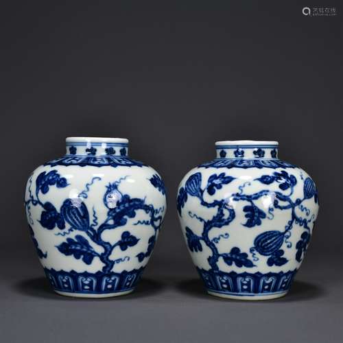 A Pair of Blue-and-white Pots