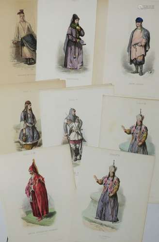 RUSSIE - LOT de 22 COSTUMES RUSSES en coloris ancien (quelqu...