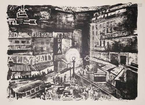 MARRÉ Hélène (1891 1968) - [Carrefour urbain]. Lithographie....