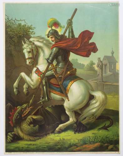 [SAINT GEORGES ET LE DRAGON]. CHROMOLITHOGRAPHIE. Dévut XX è...