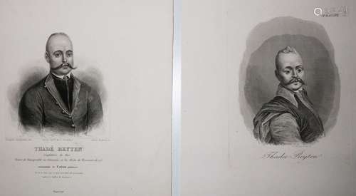 POLOGNE - 2 PORTRAITS de Thadée REYTEN. XIXème. Deux gravure...