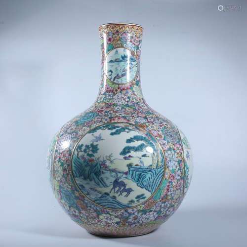 Qing Dynasty Qianlong pastel celestial vase