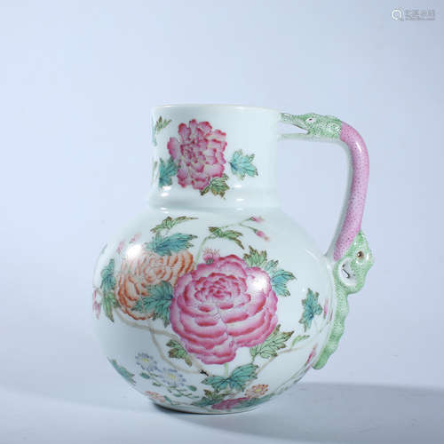 Qing Dynasty Yongzheng pink flower pattern holding pot