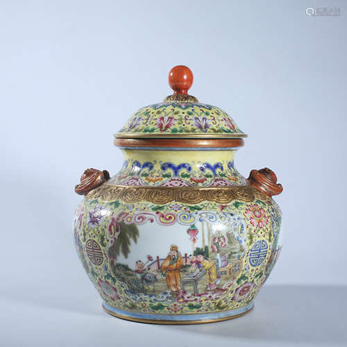 Qing Dynasty Qianlong pastel covered pot