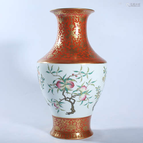 Qing Dynasty Qianlong pink peach bottle