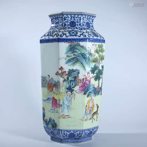 Qing Dynasty Qianlong pastel octagonal vase