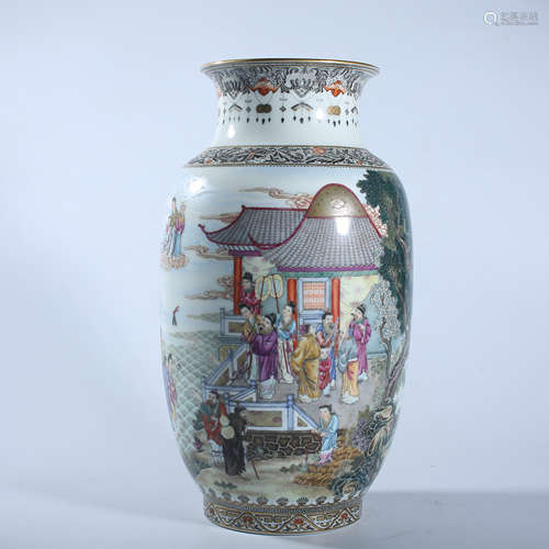 Qing Dynasty Qianlong pastel lantern vase