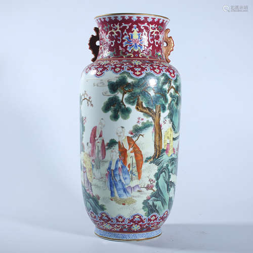 Qing Dynasty Qianlong pastel lantern vase