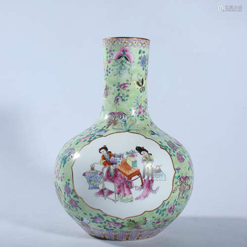 Qing Dynasty Qianlong pastel celestial vase